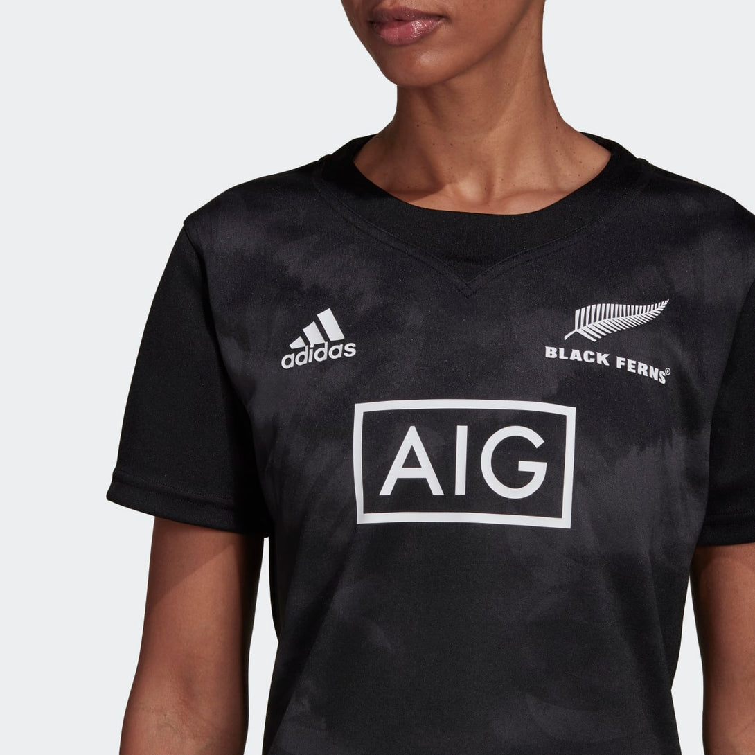 adidas Womens Black Ferns Rugby Primeblue Supporters Home Jersey