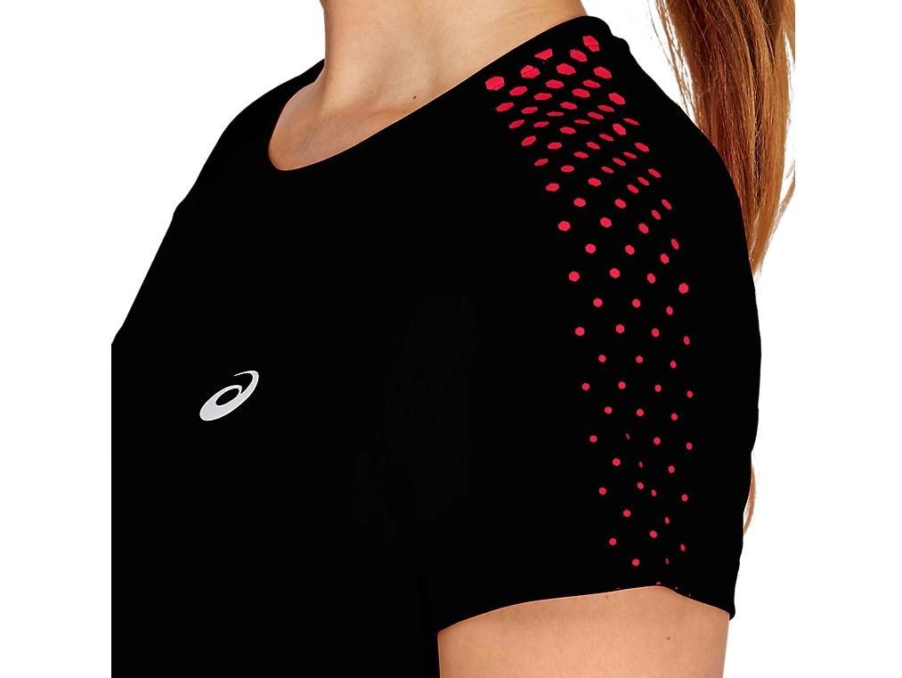 Rugby Heaven Asics wmns stripe s/s T-Shirt Black/diva pink - www.rugby-heaven.co.uk