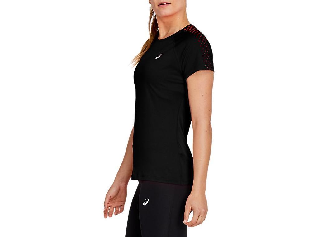 Rugby Heaven Asics wmns stripe s/s T-Shirt Black/diva pink - www.rugby-heaven.co.uk