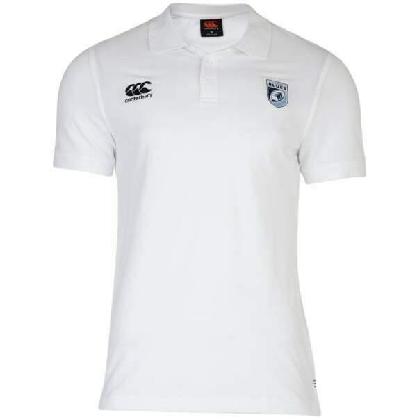 Rugby Heaven Canterbury Cardiff Blues Pique Polo Adults White - www.rugby-heaven.co.uk