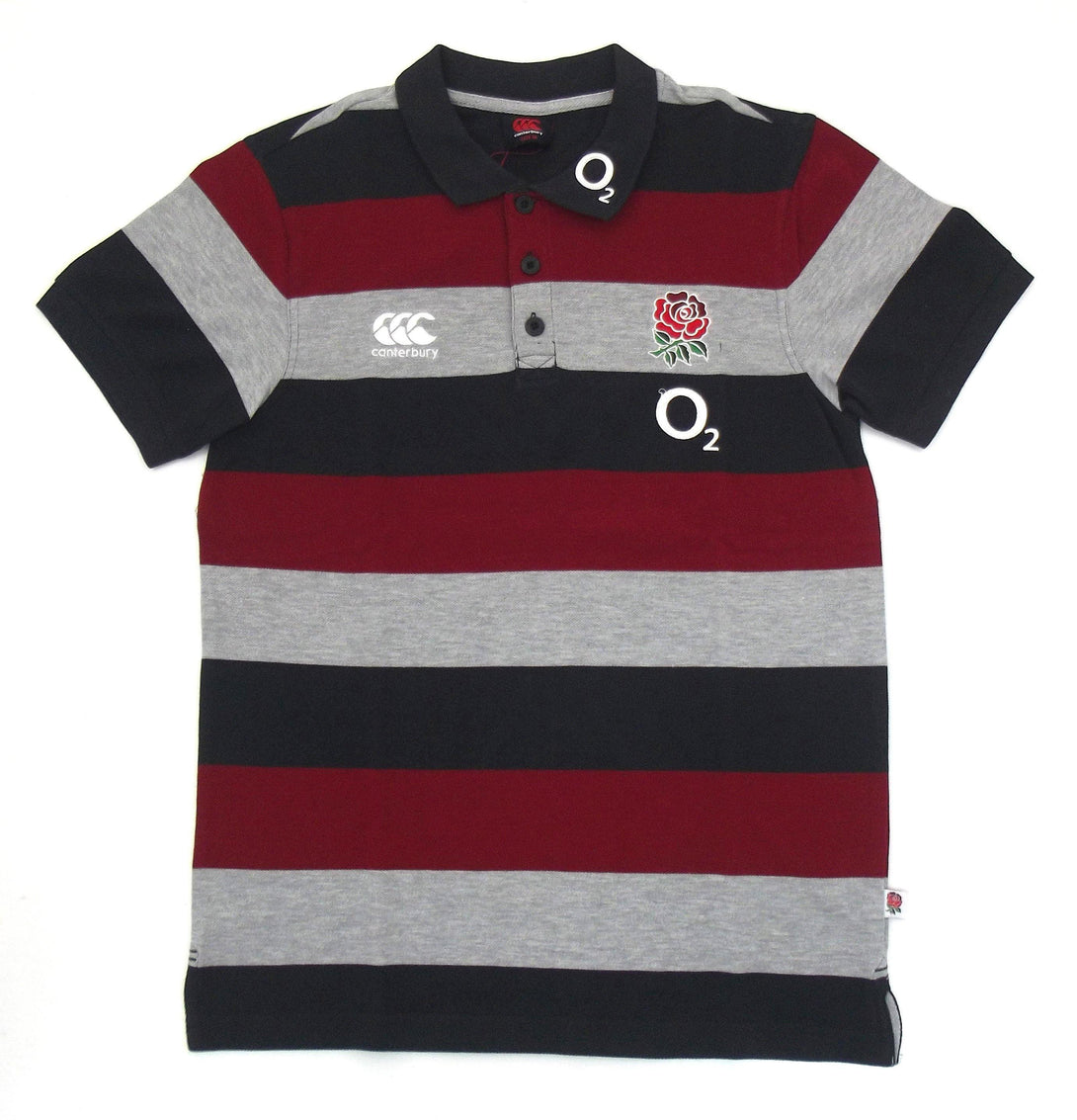 Rugby Heaven Canterbury England Adults S14/15 Phantom/Crimson Red Stripe Polo - www.rugby-heaven.co.uk