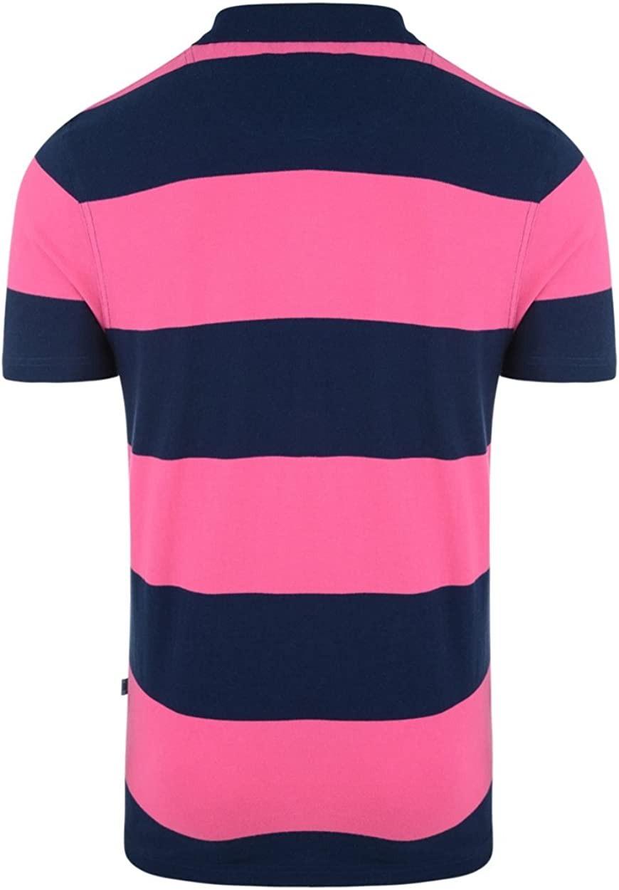 Rugby Heaven Canterbury RWC 2015 Hoop Stripe Adults Navy/Pink Polo - www.rugby-heaven.co.uk