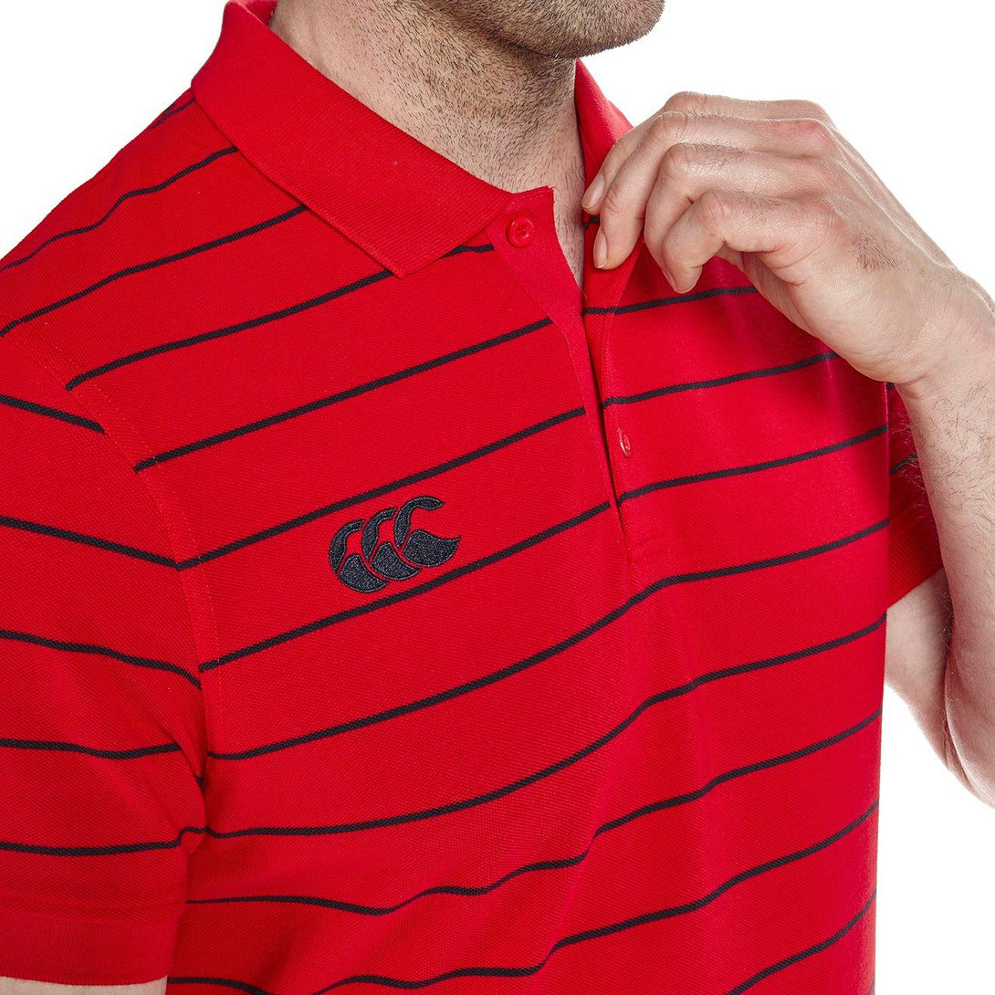 Rugby Heaven Canterbury Stripe True Red/Navy Polo Ss15 - www.rugby-heaven.co.uk