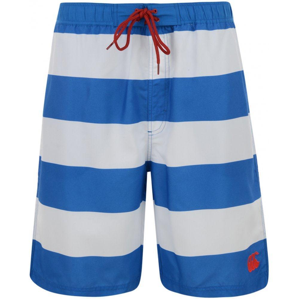 Rugby Heaven Canterbury Striped Adults Victoria Blue/White Ss14 Board Shorts - www.rugby-heaven.co.uk
