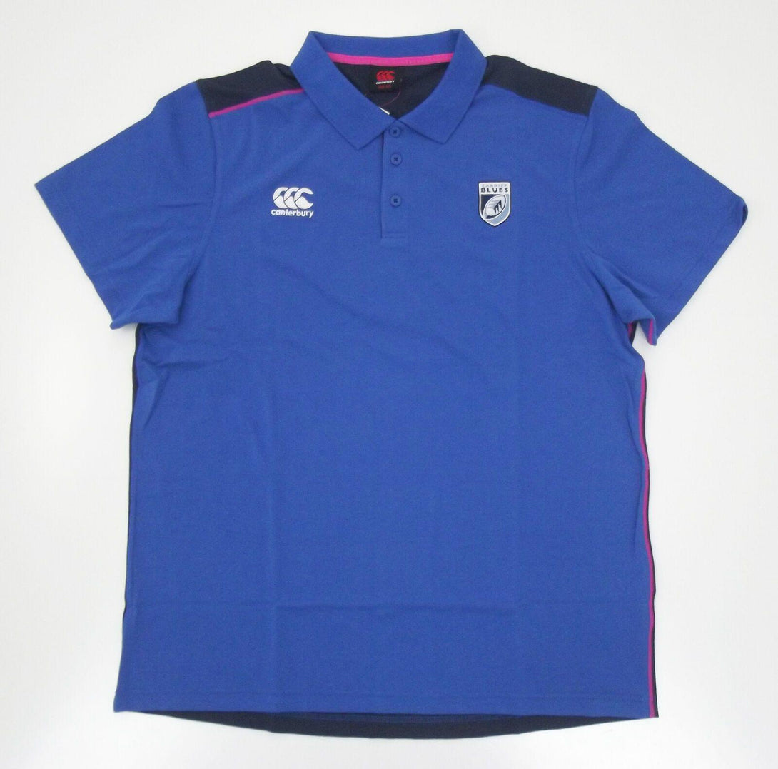 Rugby Heaven Cardiff Blues 2014/15 Cotton Training Adults Nautical Blue Polo - www.rugby-heaven.co.uk
