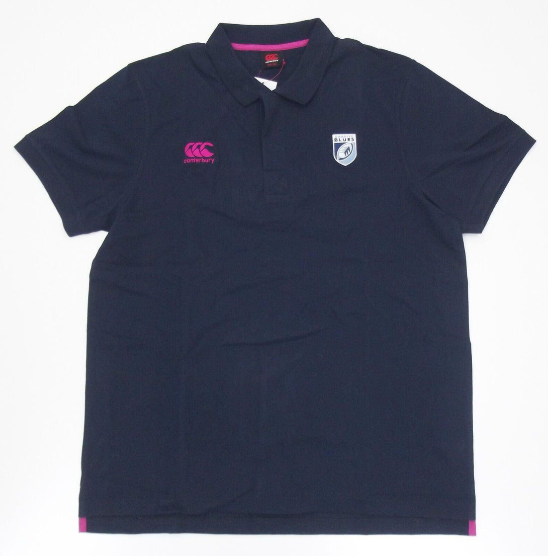 Rugby Heaven Cardiff Blues 2014/15 Plain Cotton Navy Adults Polo - www.rugby-heaven.co.uk