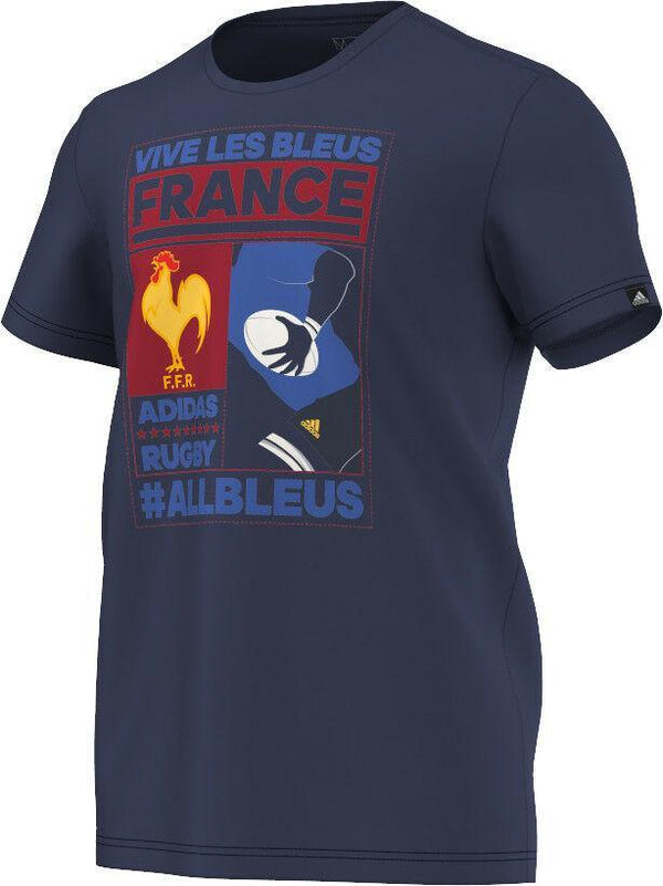 Rugby Heaven France Poster Adults Navy T-Shirt - www.rugby-heaven.co.uk