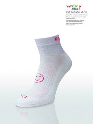 Wacky Sox Shorty Sporty White/Pink Socks