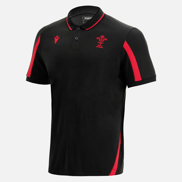 Rugby Heaven Macron Wales WRU 21 Kids Rugby Travel Player Tech Polo - www.rugby-heaven.co.uk