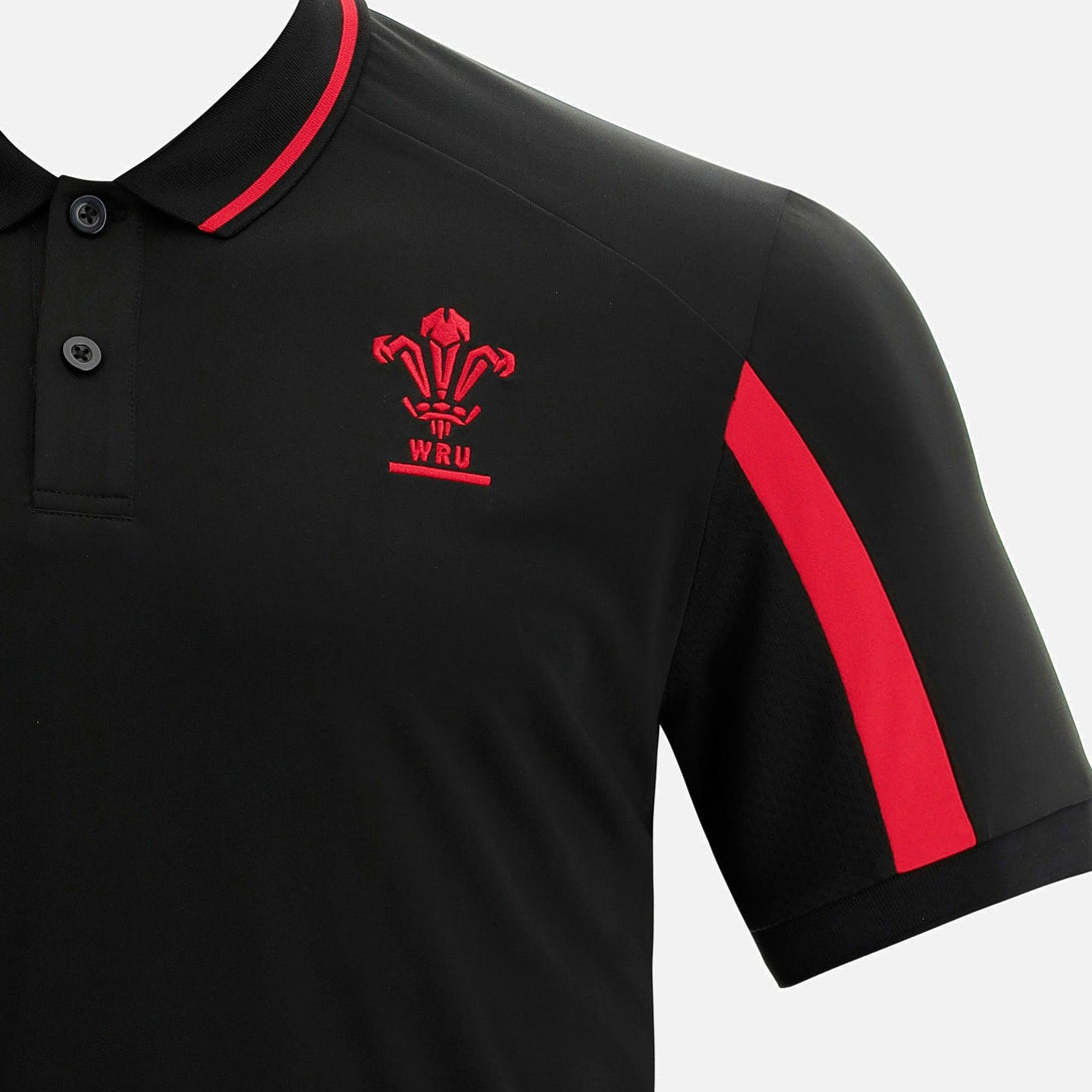 Rugby Heaven Macron Wales WRU 21 Kids Rugby Travel Player Tech Polo - www.rugby-heaven.co.uk