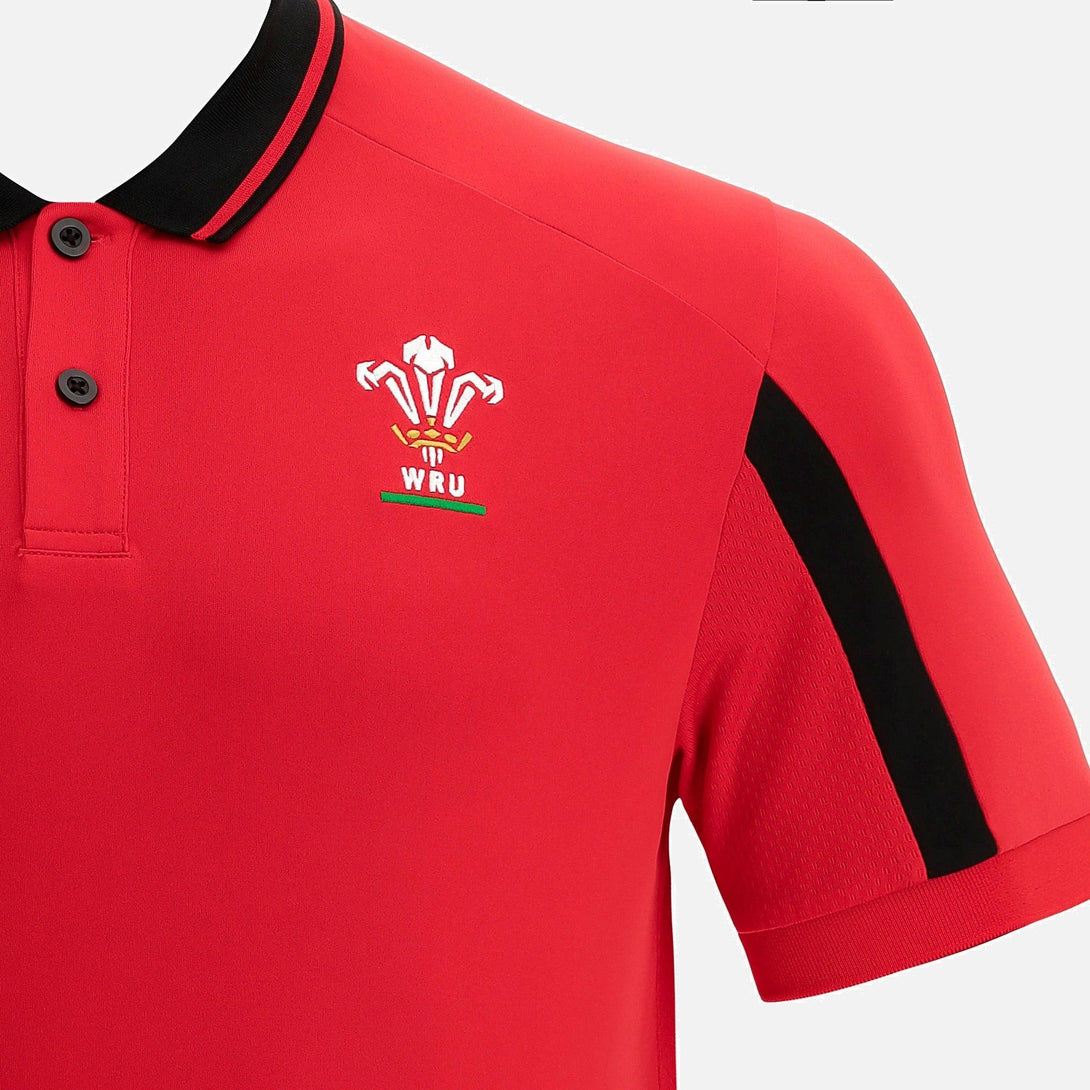 Rugby Heaven Macron Wales WRU 21 Travel Staff Tech Junior Rugby Polo - www.rugby-heaven.co.uk