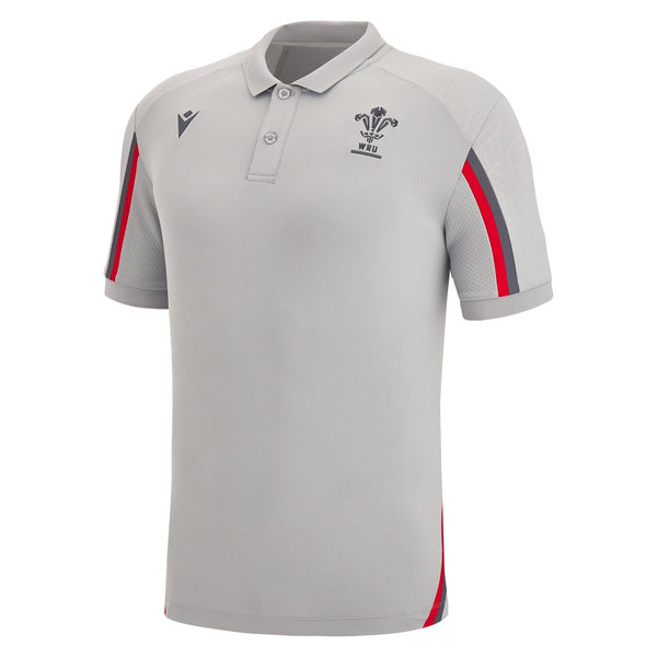 Rugby Heaven Macron Wales WRU 22/23 Mens Travel Player Poly Tech Rugby Polo - www.rugby-heaven.co.uk