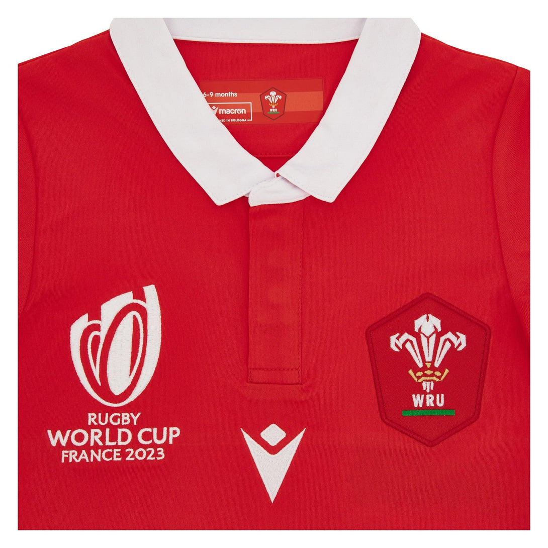 Rugby Heaven Macron Wales WRU Rugby World Cup 2023 Infant Home Rugby Shirt - www.rugby-heaven.co.uk
