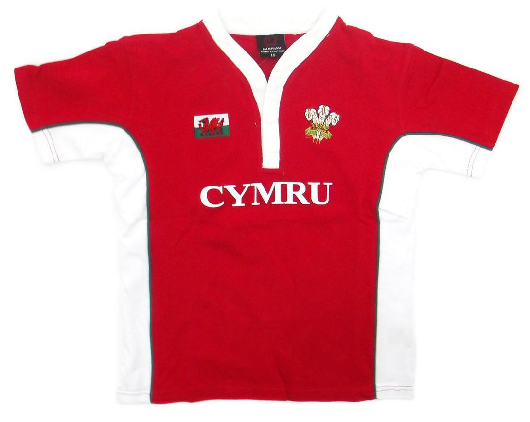 Rugby Heaven Manav Wales G/D Kids Red/White/Green Rugby Shirt - www.rugby-heaven.co.uk