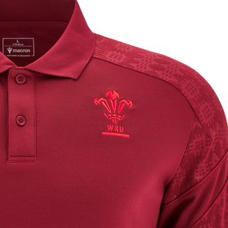 Macron Wales WRU 2025/26 Mens Travel Poly Polo