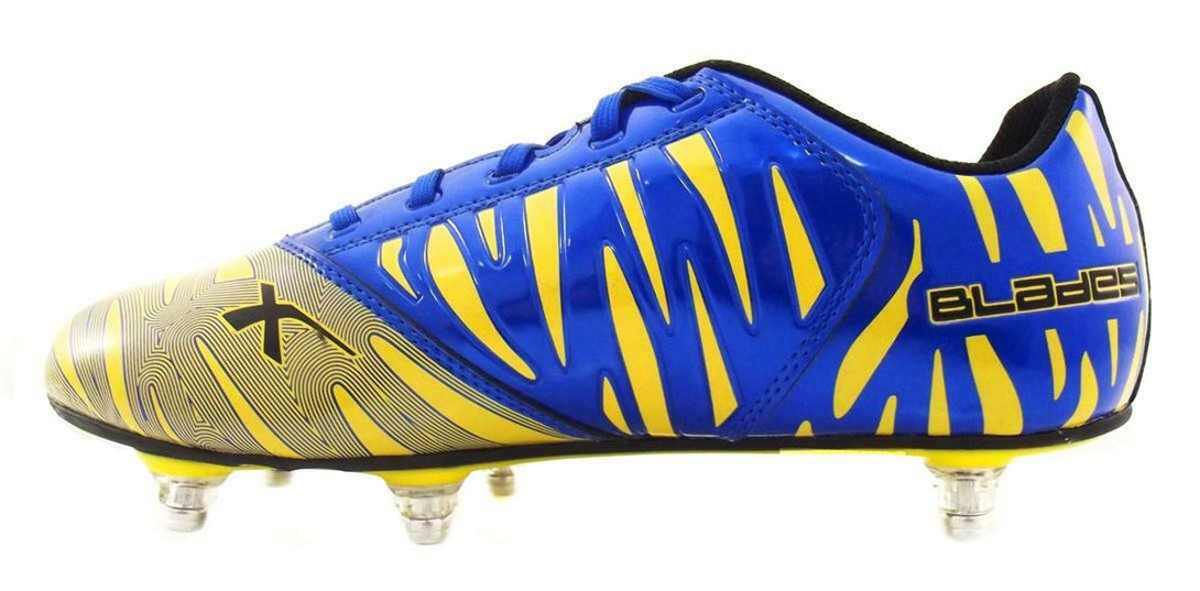 Rugby Heaven X Blades Wild Thing 6 Stud Blue/Yellow Kids Boot - www.rugby-heaven.co.uk